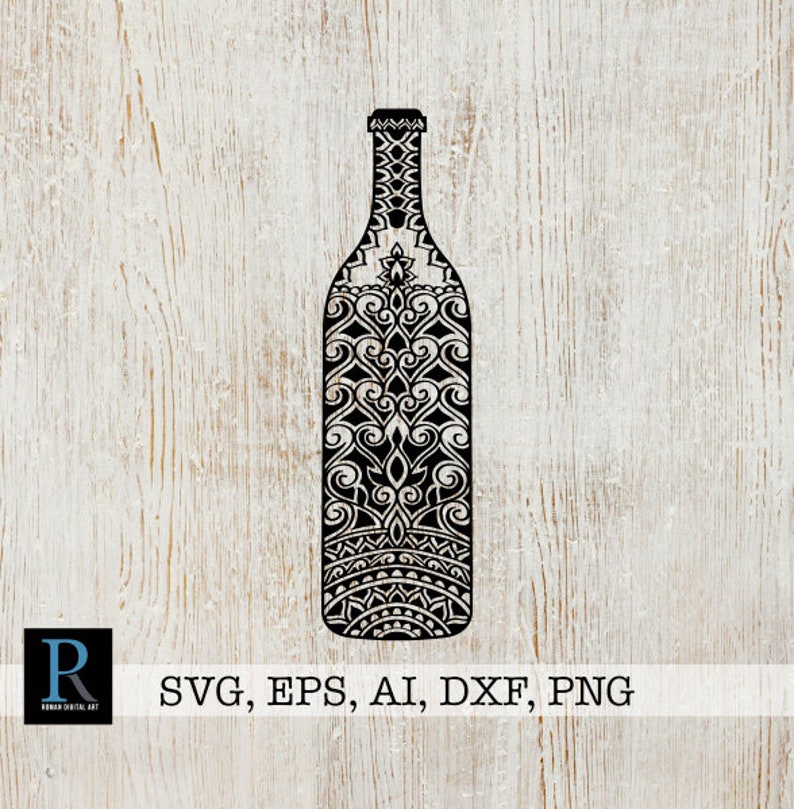 Download Zentangle Wine Bottle SVG Mandala Wine Bottle SVG | Etsy