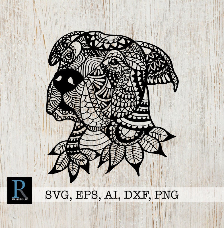 Download Zentangle Pit Bull SVG Mandala Pit Bull SVG | Etsy