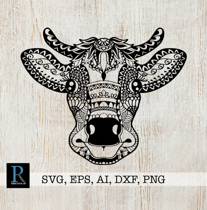 Download Zentangle vaca SVG Mandala Cow Cut Archivo | Etsy