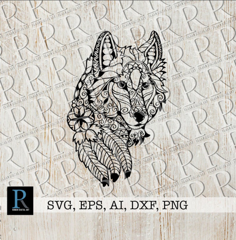 Download Zentangle Wolf SVG Mandala Wolf SVG Wolf SVG cut file Wolf ...