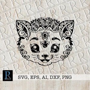 Mandala Cat SVG: Zentangle Cat Clipart, Cricut Design