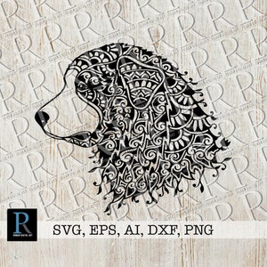 Pyrenäen Hund SVG-Datei, Pyrenäen Berghund SVG-Datei, Mandala Pyrenäen, Zentangle Pyrenäen, einlagig