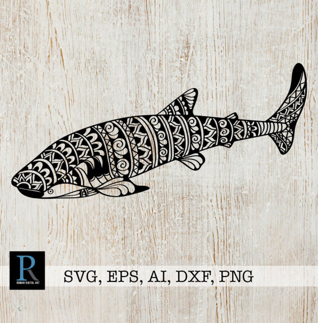 Zentangle Whale Shark SVG, Mandala Whale Shark SVG, Whale