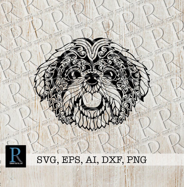 【来週末まで】Shizu Designs Zentangle Shih Tzu Dog SVG File, Single Layered - Etsy