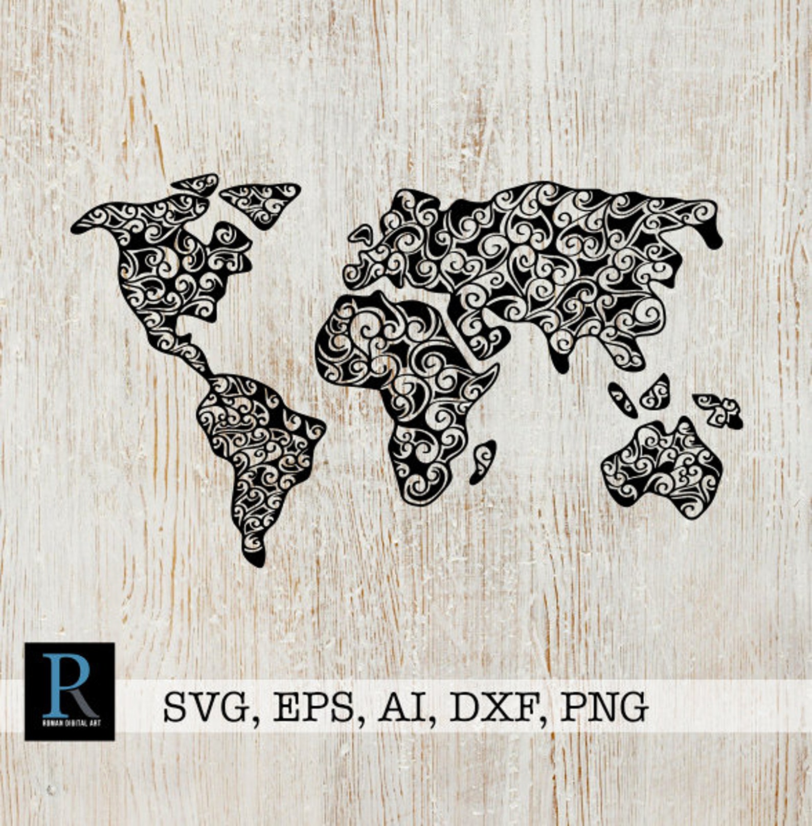 Zentangle World Map SVG Mandala World SVG World SVG File - Etsy