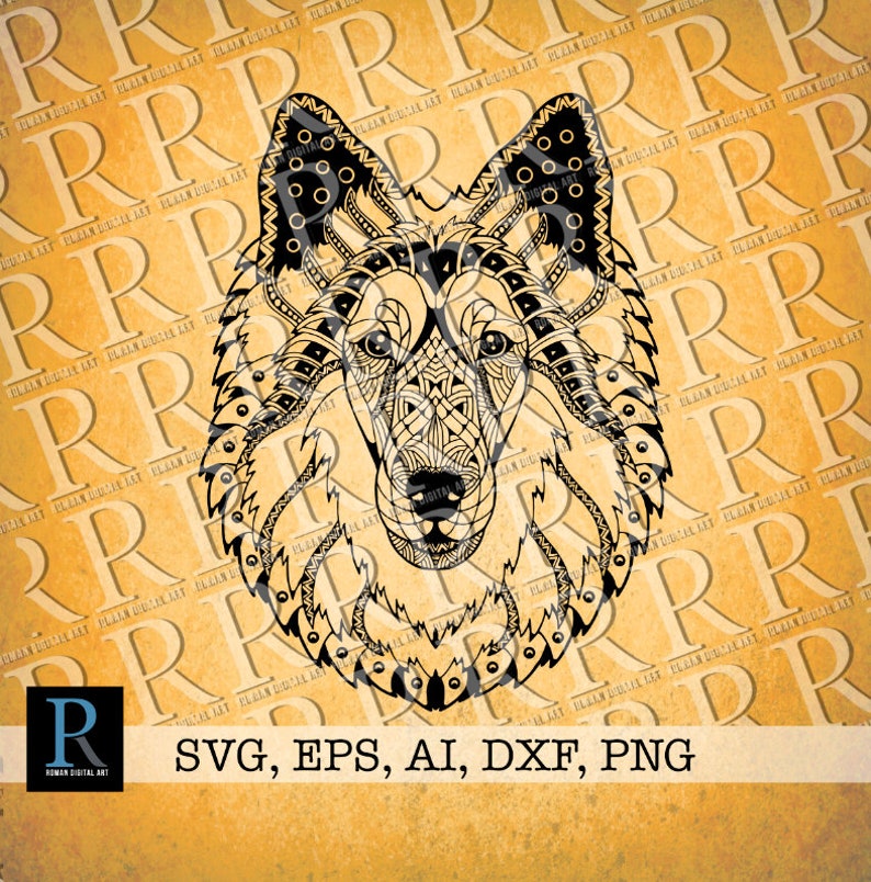 Download Zentangle Collie SVG Mandala Collie SVG | Etsy