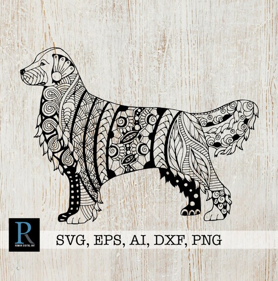 Zentangle Golden Retriever Svg Mandala Golden Retriever Svg Etsy