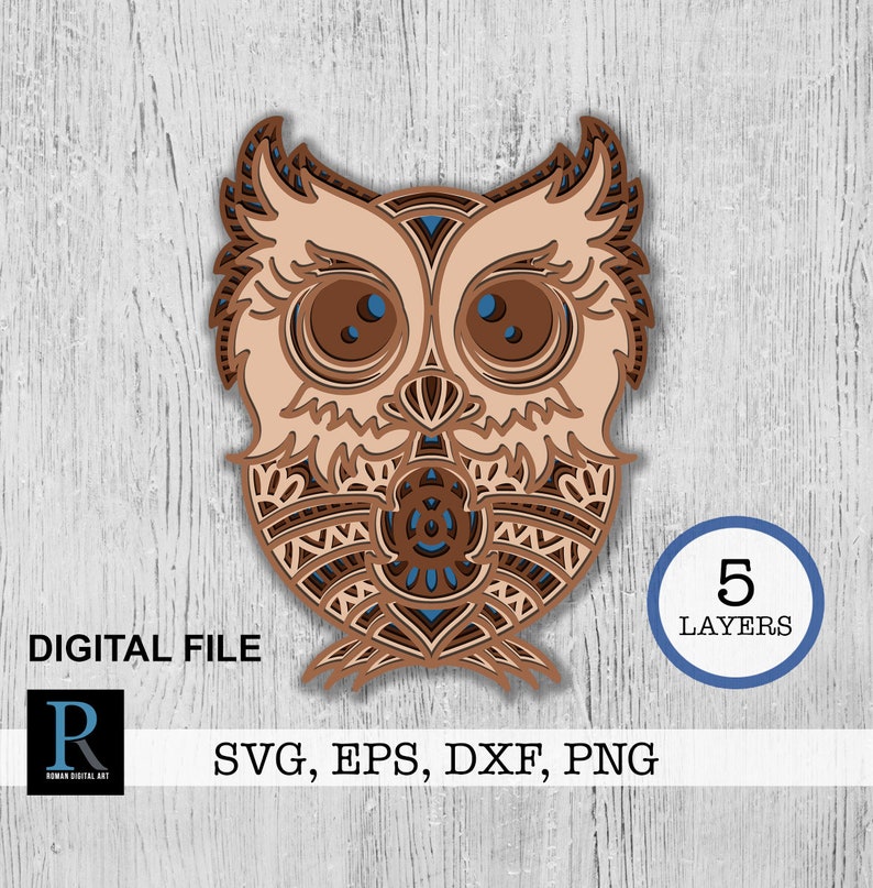 Owl multilayered svg owl cut file 3d mandala eagle svg  etsy