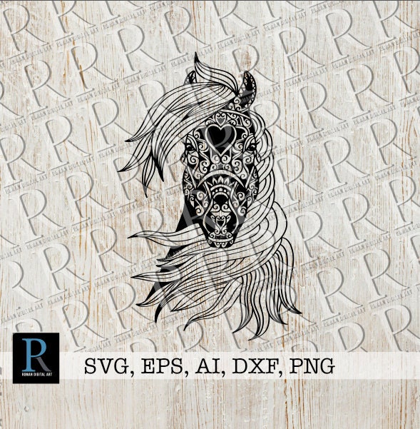 Download Zentangle Horse Svg Cut File Zentangle Clipart Mandala Etsy