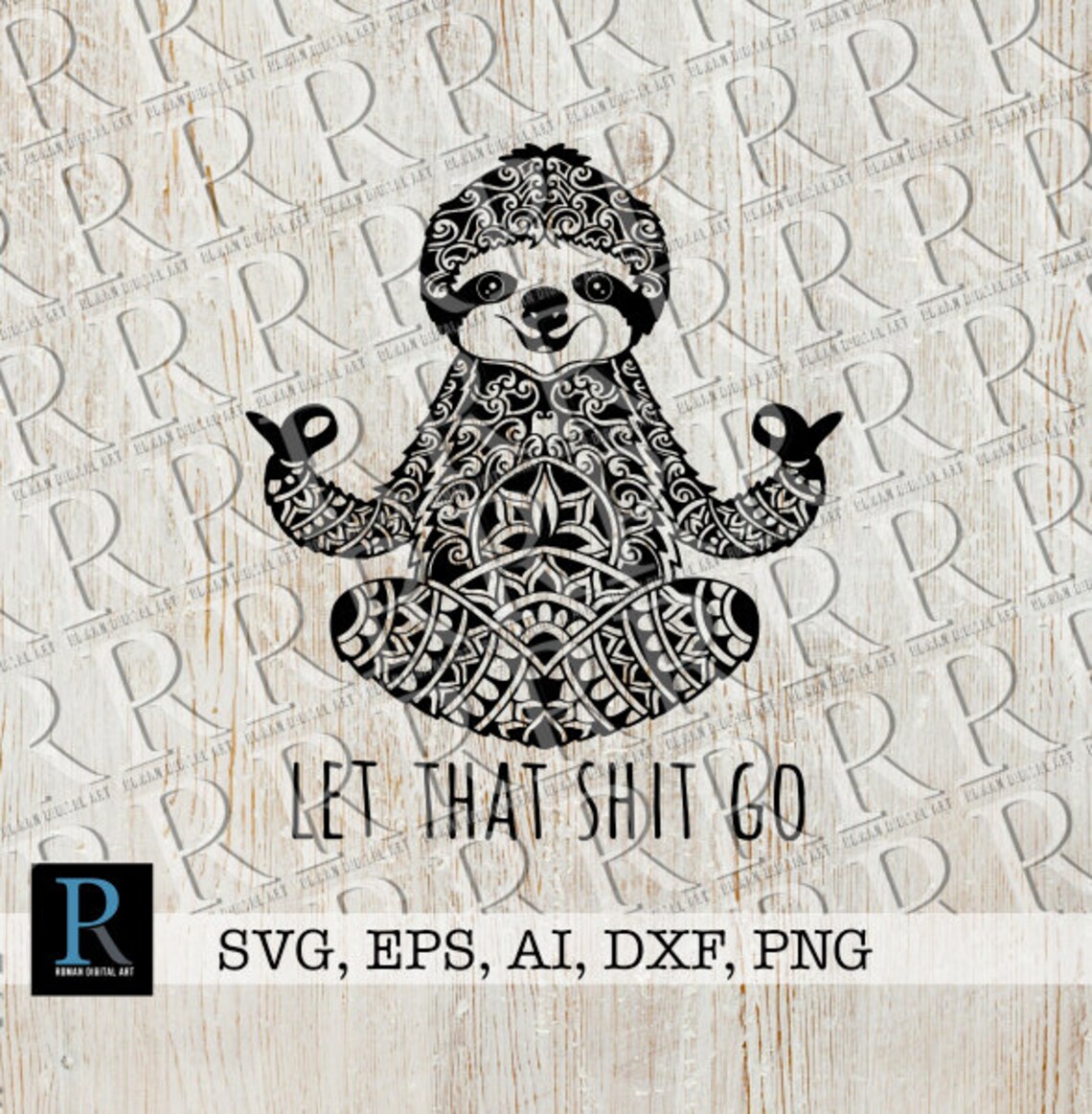 Mandala Sloth SVG Cricut Cut File Zentangle Meditating Sloth | Etsy