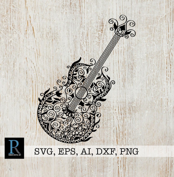Download Zentangle Guitar Svg Mandala Guitar Svg Guitar For Cricut Etsy