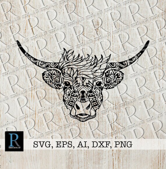 Download Zentangle Highland Cow Svg Cut File Mandala Highland Cattle Etsy