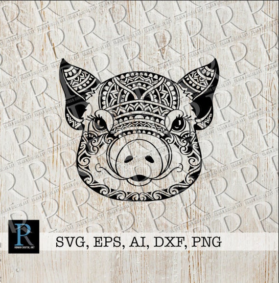 Download Zentangle Pig SVG Mandala Pig Cut File | Etsy