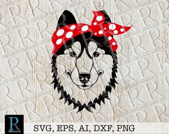 Siberian Husky SVG File, Husky Bandana Cut File