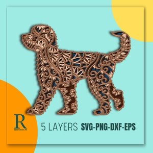 Mehrschichtiges Goldendoodle SVG-Design für Laserschnitt, CNC & LightBurn - Perfekt für Heimdekor und DIY-Vorlagenprojekte