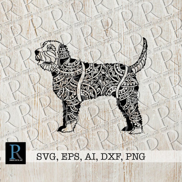 Zentangle Otterhound Dog SVG File, single layered