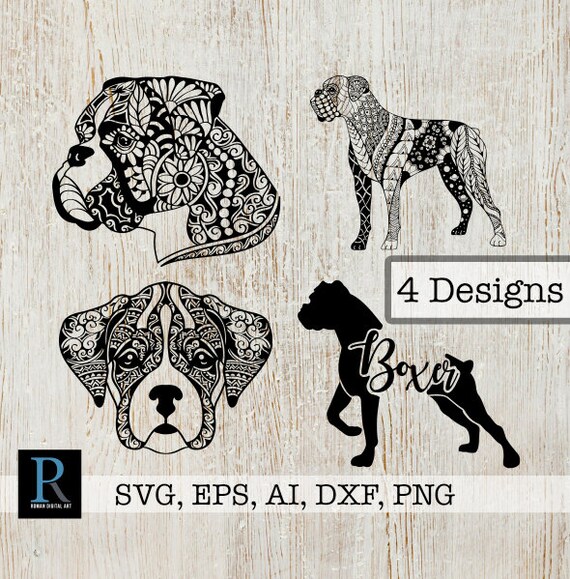Download Boxer Dog Bundle 4 Svg Designs Mandala Boxer Svg Etsy
