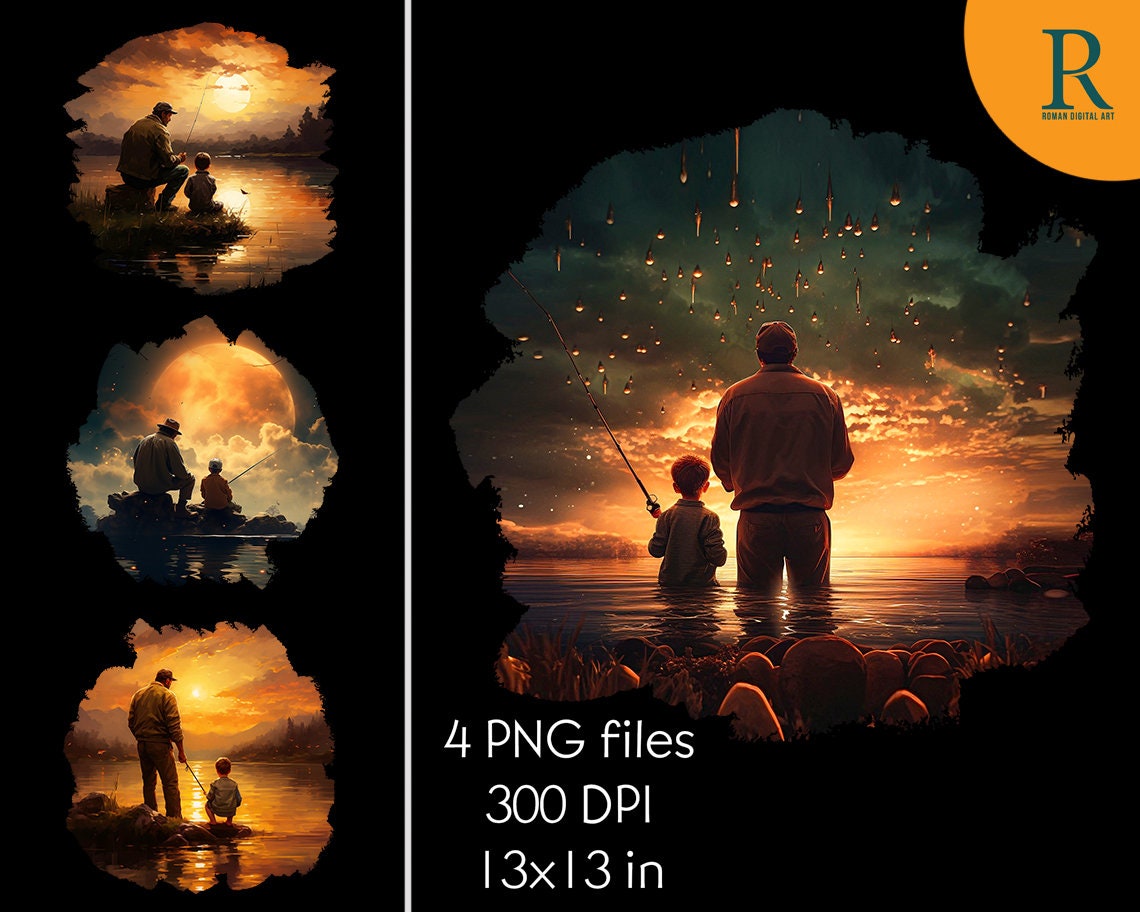 Father and son fishing PNG, Watercolor Clipart, Fishing PNG, Father Day PNG