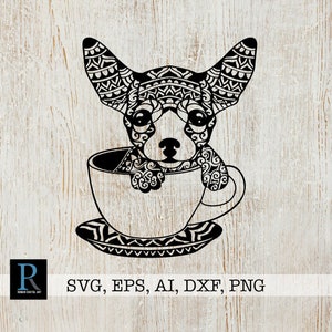 Chihuahua SVG-Datei, Zentangle Chihuahua SVG, Chihuahua Mandala, Chihuahua Cricut, einschichtig