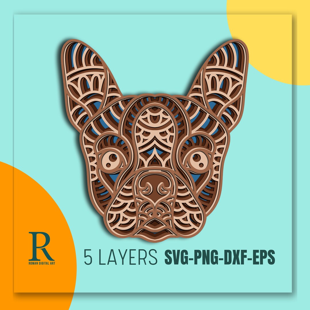 Multilayer Boston Terrier Mandala SVG, Multilayered Mandala SVG, Boston