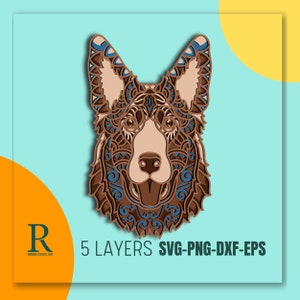 3D Duitse herder SVG: meerlaagse lasergesneden CNC-sjabloon
