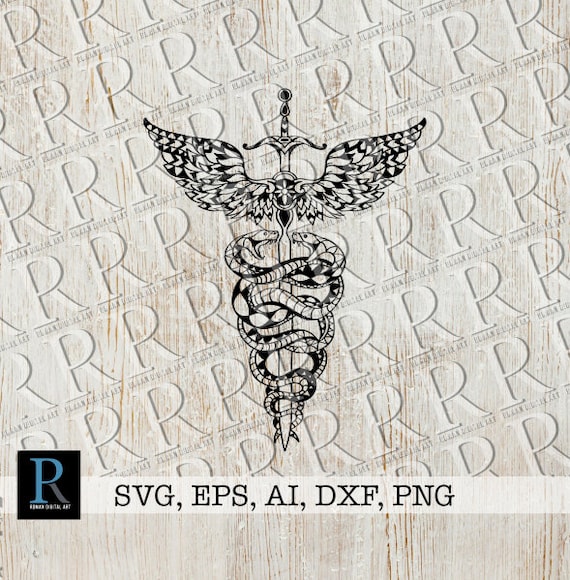 Download Mandala Caduceus Svg Registered Nurse Svg Zentangle Caduceus Etsy