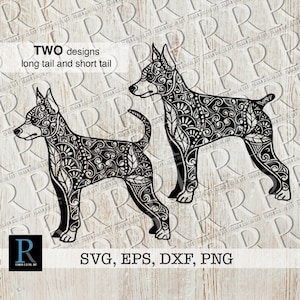 Zwergpinscher SVG, Mandala Zwergpinscher, Mandala Hund Design SVG-Datei für Cricut und Silhouette Schneidemaschinen, einschichtig
