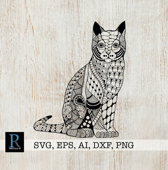 Download Free Zentangle Cat Svg Mandala Cat Svg Etsy SVG DXF Cut File