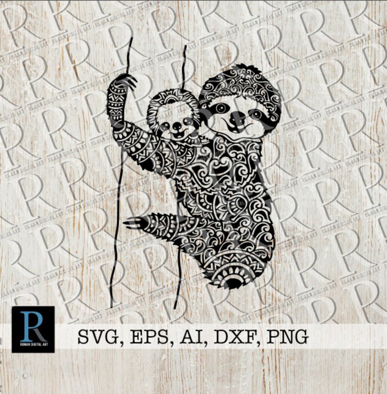Download Zentangle Sloth SVG File Sloth and baby SVG Mandala Sloth ...