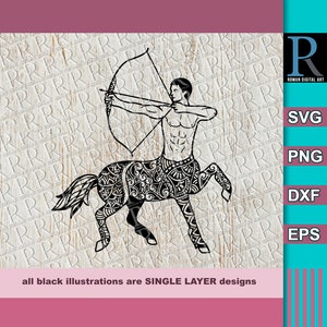 Sagittarius SVG file, Mandala Sagittarius, Sagittarius cut file, Sagittarius clipart, Sagittarius Laser cutting, Single layer design