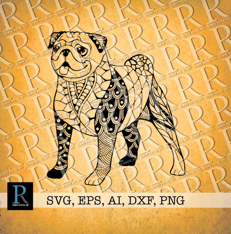 Zentangle Pug SVG Mandala Pug SVG | Etsy