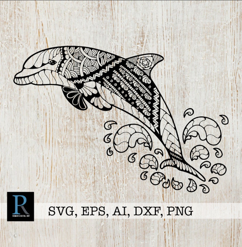 Download Mandala Dolphin SVG Zentangle Dolphin SVG | Etsy