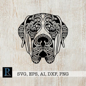 Zentangle English Mastiff SVG, English Mastiff Cricut Cut File, Mandala English Mastiff, single layered