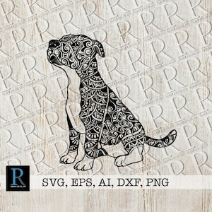 Mandala Pit Bull SVG: Zentangle Puppy Cut File