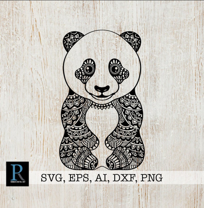 Download Zentangle Panda SVG Mandala Panda SVG | Etsy
