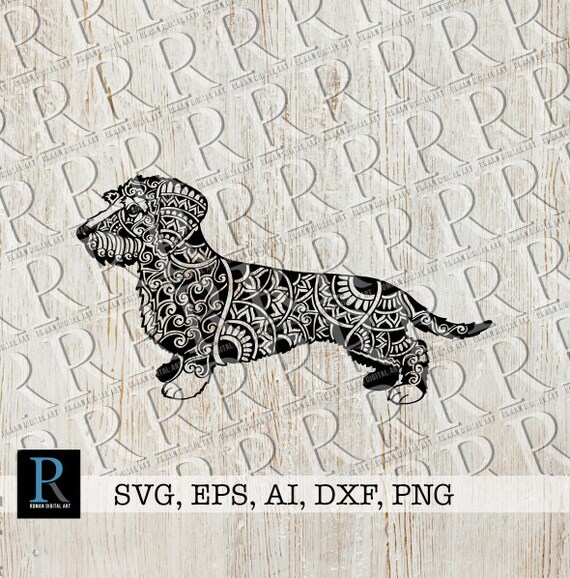 Download Art Collectibles Pet Portraits Dachshund Cut File Zentangle Long Haired Dachshund Svg