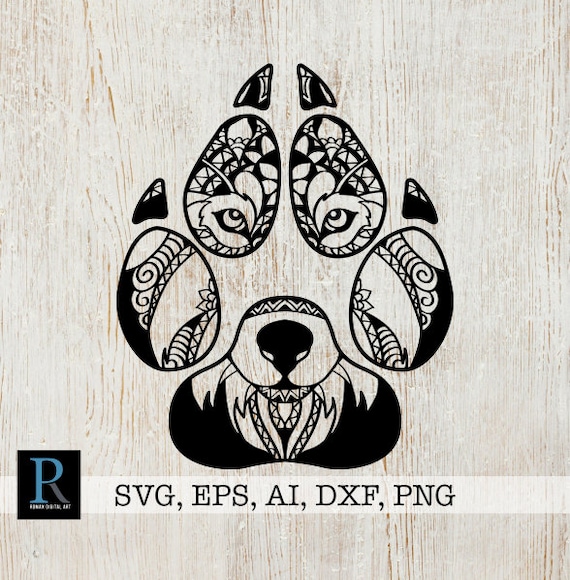 Download Zentangle Wolf Paw Svg Mandala Wolf Paw Svg Etsy