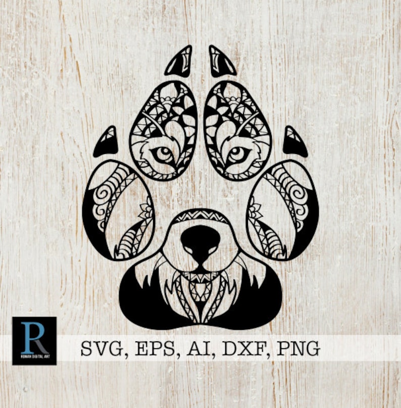 Download Mandala Wolf Paw Svg File For Vinyl Cutting Machines Etsy