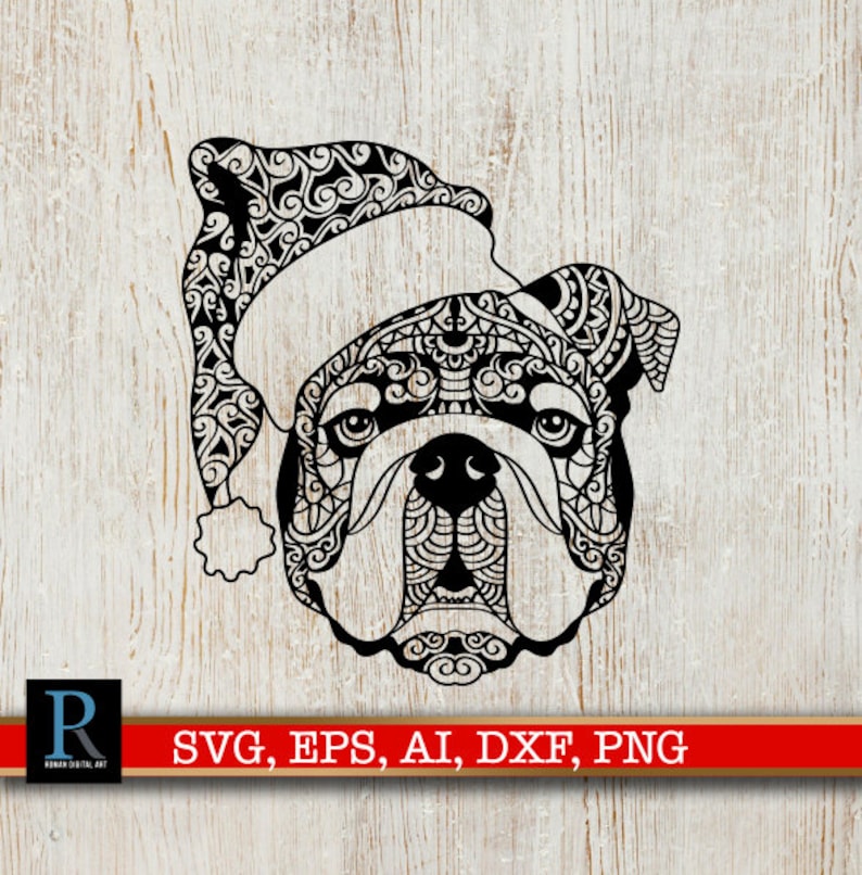 Download Zentangle Christmas English Bulldog SVG Cut File | Etsy