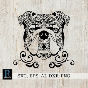 Zentangle English Bulldog SVG: Mandala Single Layer Design