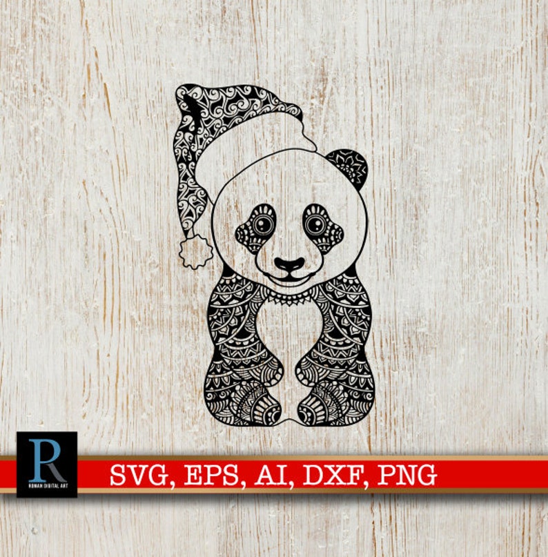 Download Mandala Christmas Baby Panda SVG SVG Cut File | Etsy