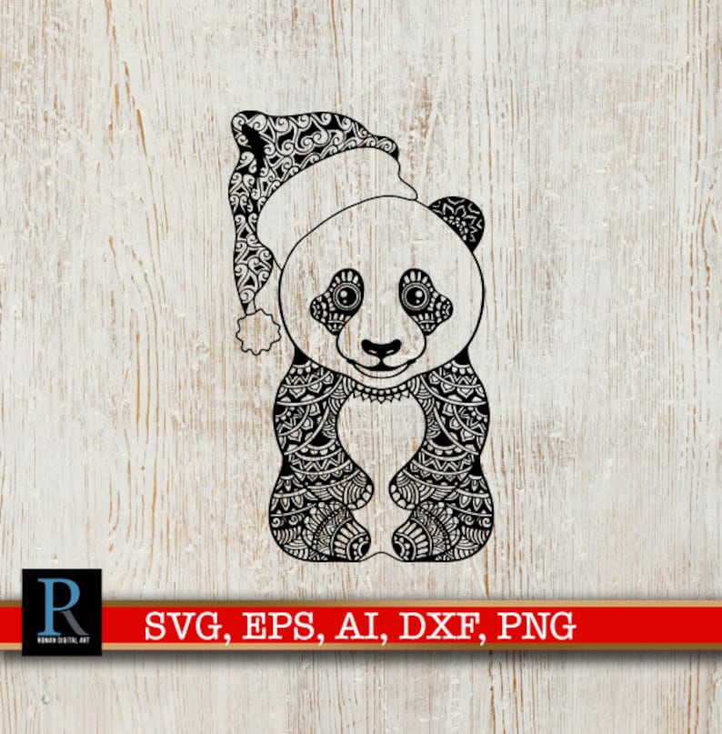 Mandala Christmas Baby Panda SVG SVG Cut File | Etsy