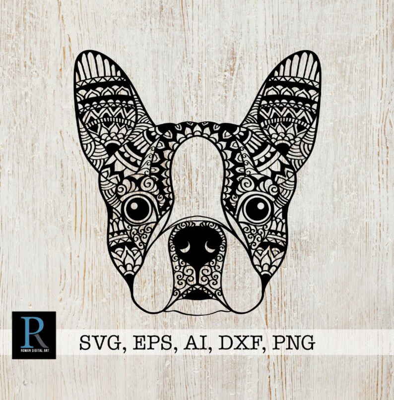 Mandala Boston Terrier SVG Zentangle Boston Terrier SVG