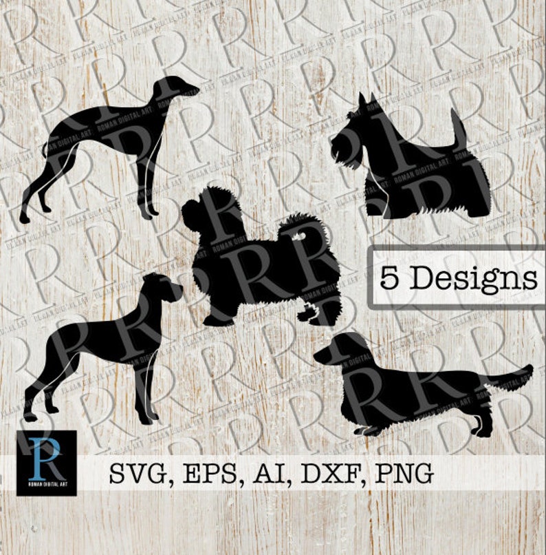 Download Dogs Silhouette SVG Bundle 5 Designs Whippet SVG Scottish ...