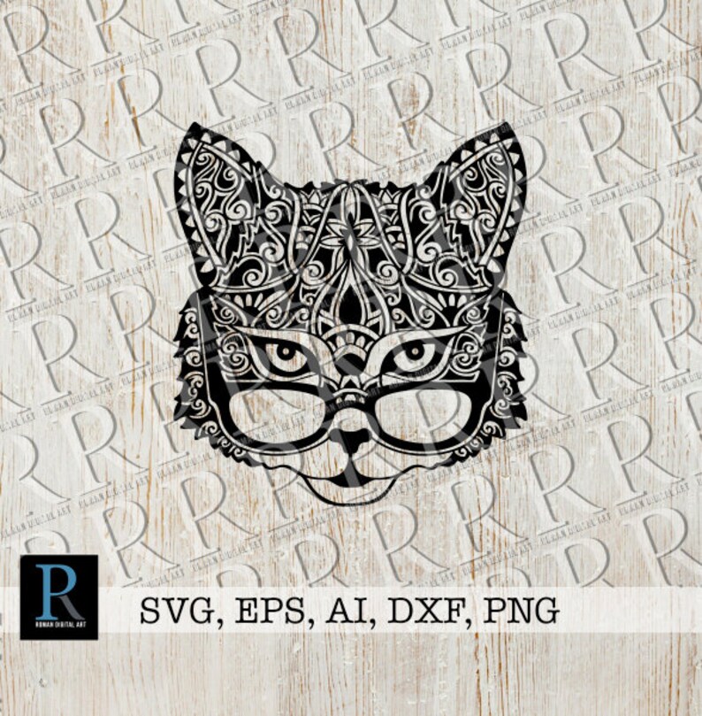 Download Zentangle Cat SVG File Mandala Cat Cut File DIGITAL FILE ...