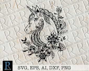 Unicorn Zentangle SVG, Unicorn Mandala SVG, Unicorn for cricut, single layered