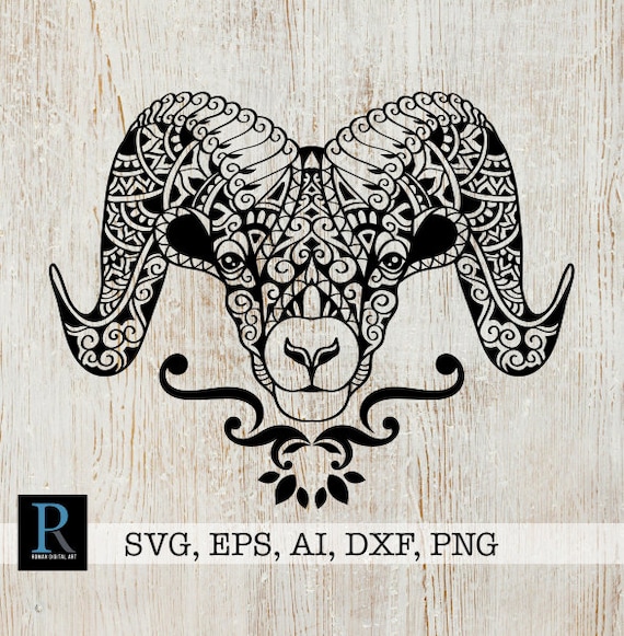 Download Zentangle Ram Svg Mandala Ram Svg Aries For Cricut Etsy