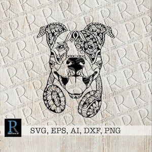 Pit bull with Headphones, Mandala SVG Design, Pit bull Cricut SVG Design, single layered