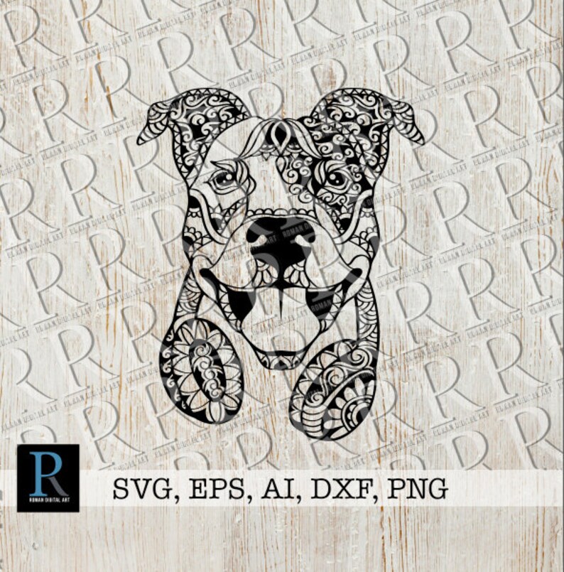Download Pit bull with Headphones Mandala SVG Design Pit bull ...