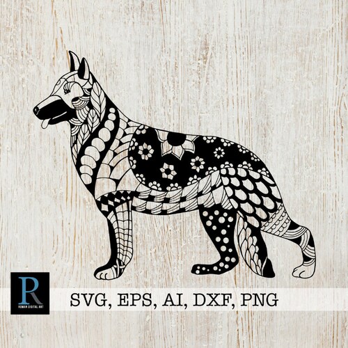 Mandala German Shepherd SVG Cut File Zentangle Animal SVG - Etsy